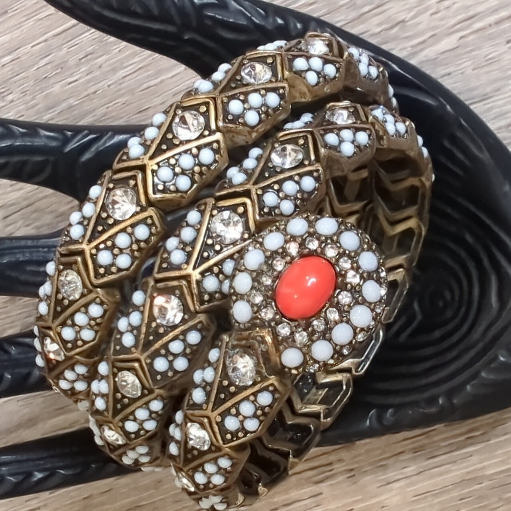 Vintage Gold and White Wrap Bracelet